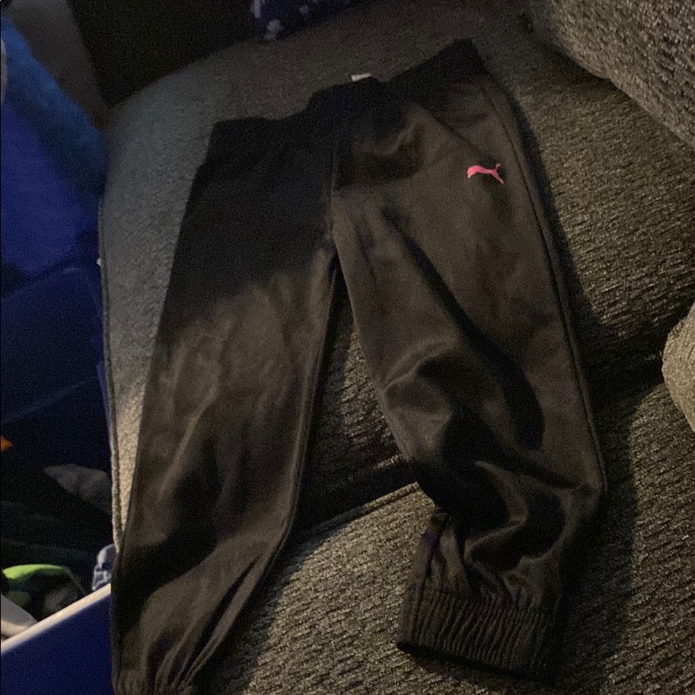 Puma Black Joggers with Pink Logo